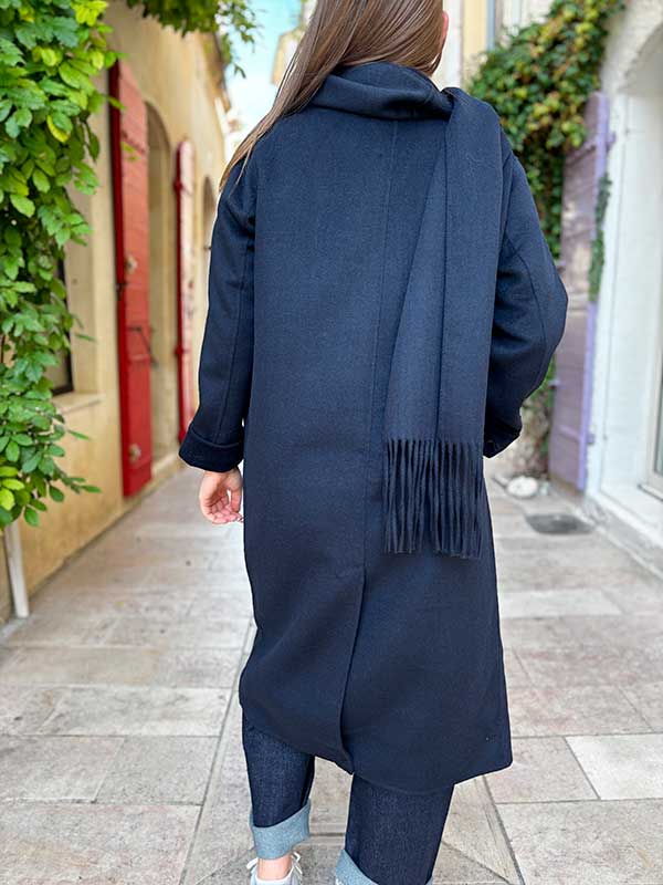 MANTEAU LONG EN LAINE AVEC ECHARPE AMOVIBLE – Image 3