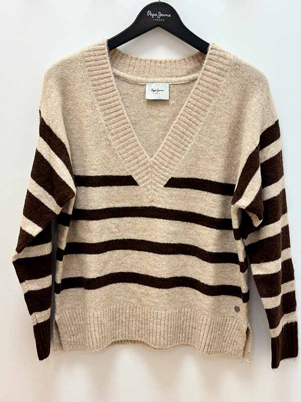 PULL EN MAILLE COL V – Image 2