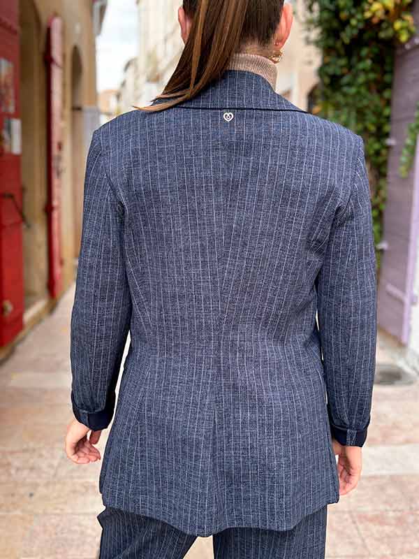 BLAZER AJUSTE BLEU A RAYURES – Image 2