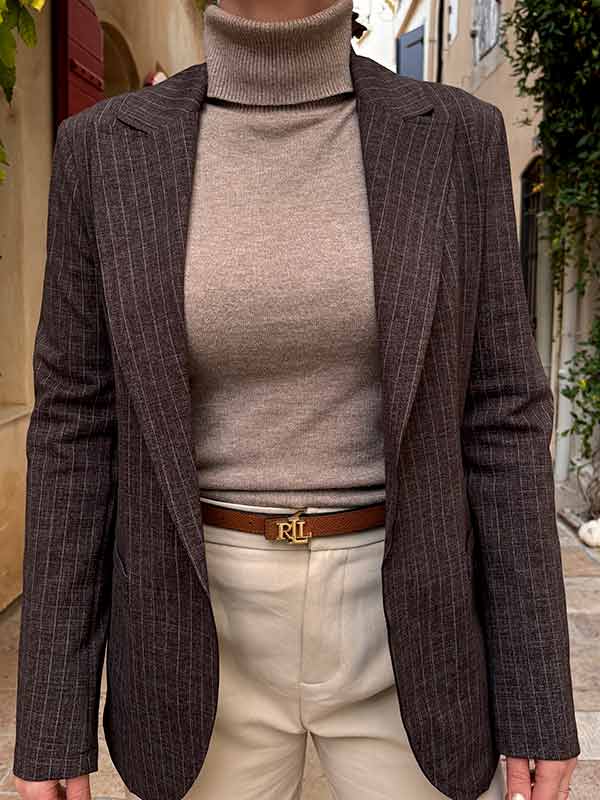 BLAZER AJUSTE MARRON A RAYURES