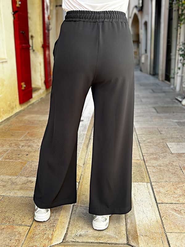 PANTALON LARGE À TAILLE AJUSTABLE NOIR – Image 2