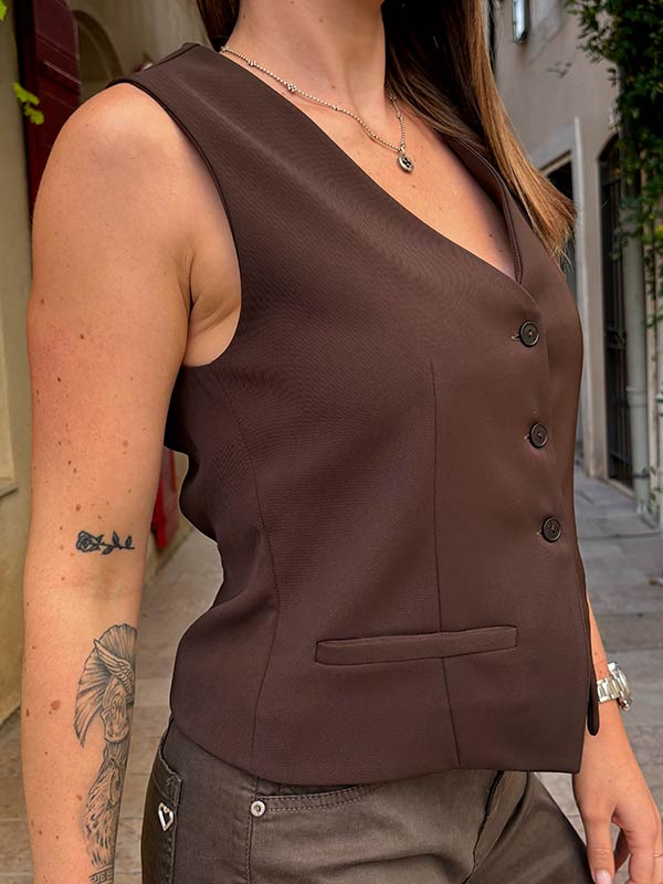 GILET DE COSTUME MARRON – Image 2