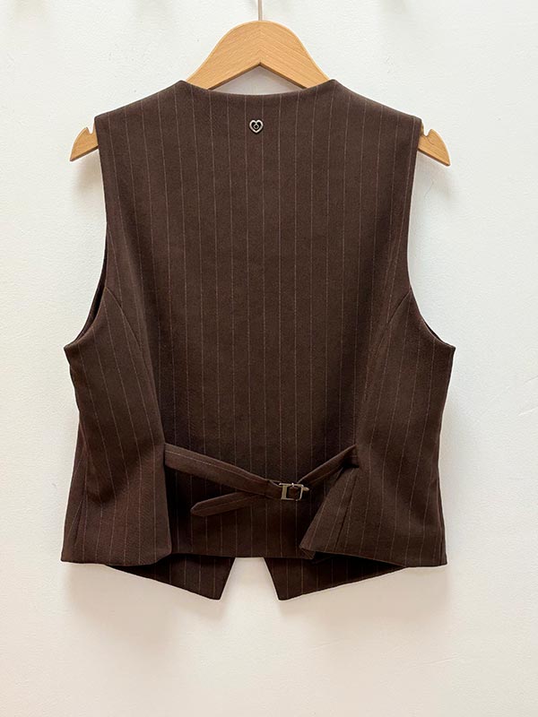 GILET DE COSTUME VELOURS MARRON RAYE – Image 3