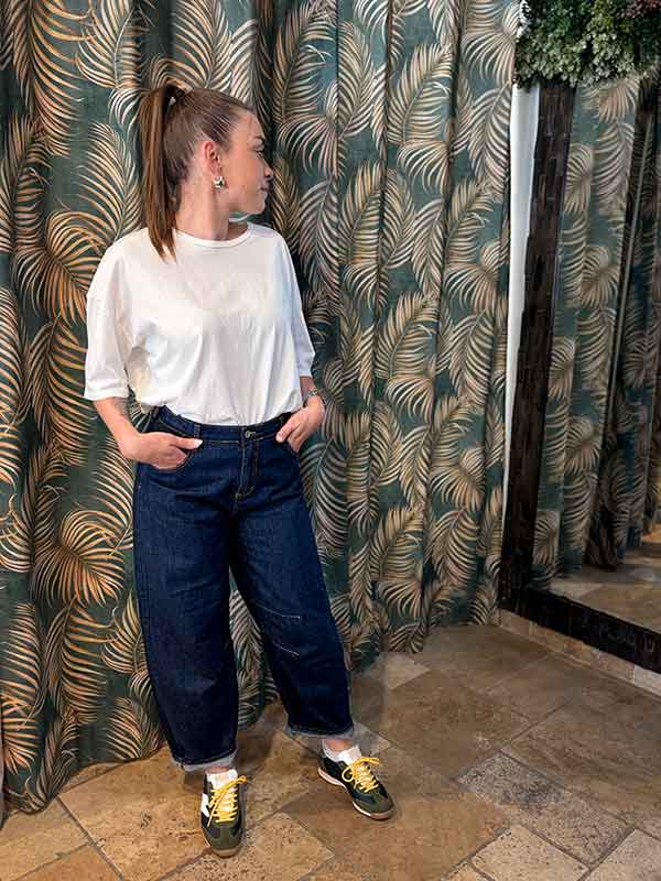 PLEASE JEANS A JAMBE LARGE AVEC POCHES BRUT