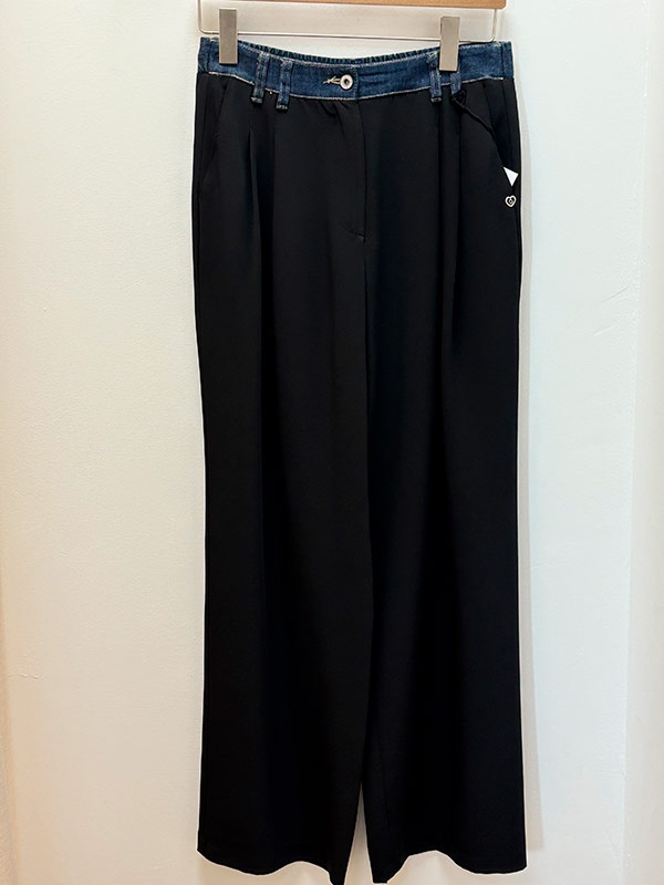 PANTALON LARGE A PINCES NOIR TAILLE DENIM – Image 2