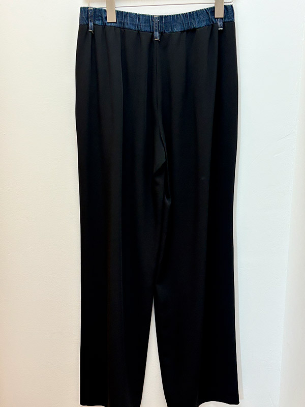 PANTALON LARGE A PINCES NOIR TAILLE DENIM – Image 3