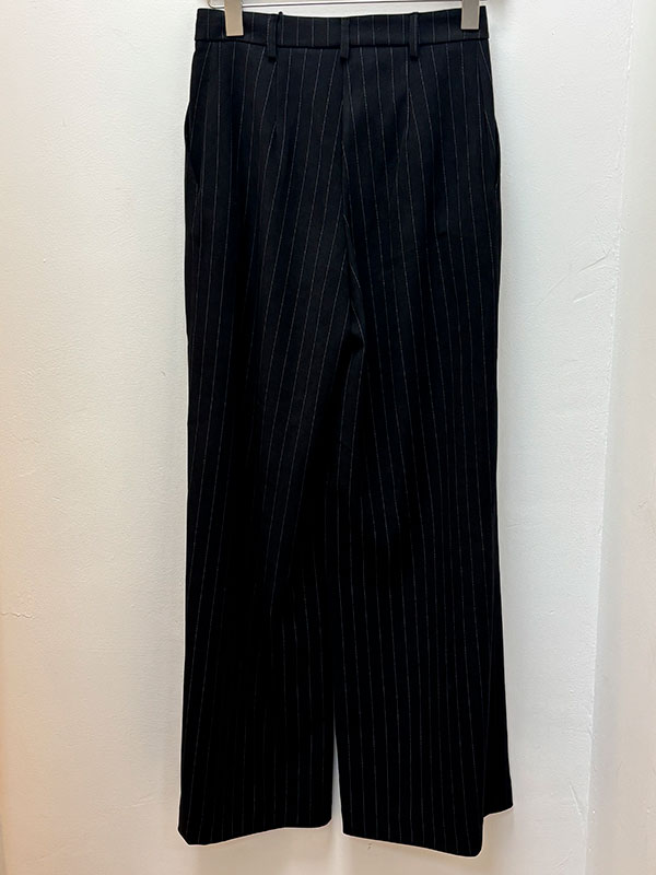 PANTALON LARGE A PINCES VELOURS NOIR RAYE – Image 3